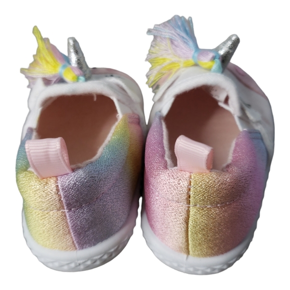 Fancy Magical Rainbow Ombre Glitter Tassels Unicorn Giftable Sneakers size 2 - Picture 4 of 7